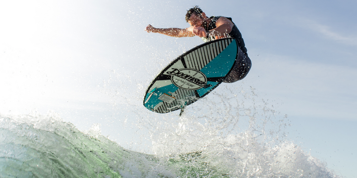 wakesurfer catching air on doomswell mongrel