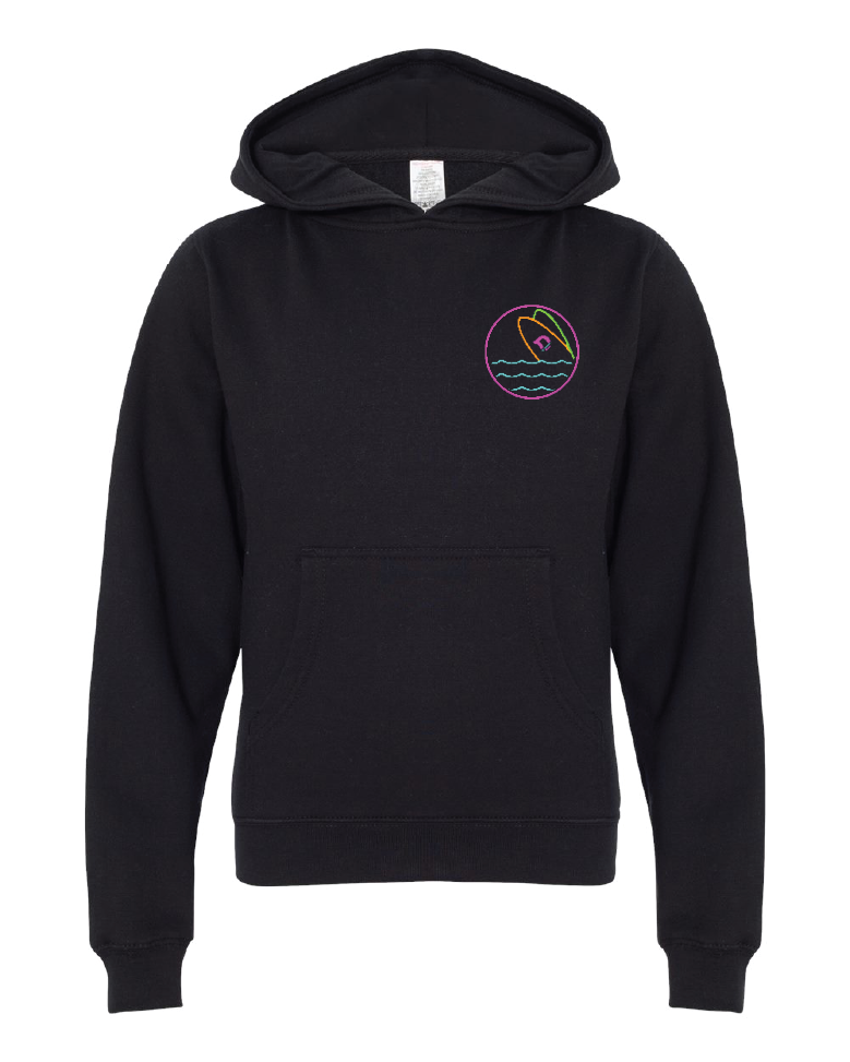 Youth Neon Sign Black Hoodie – Doomswell Wakesurf Co